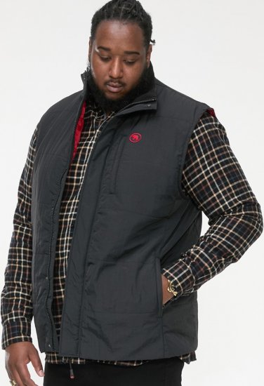 D555 FELIPE Zip Through Padded Gilet With Contrast Colour Lining And Rubber Badge Black - Giubbotti - Giubbotti Uomo Taglie Forti