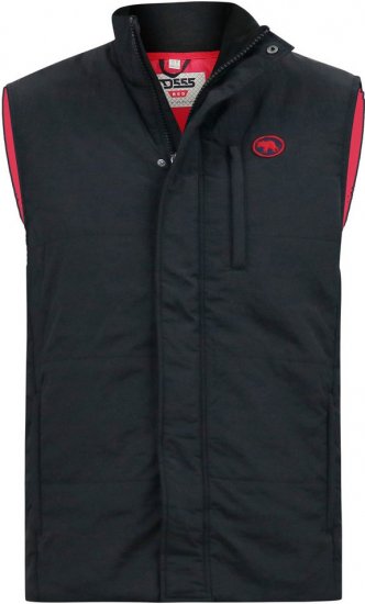 D555 FELIPE Zip Through Padded Gilet With Contrast Colour Lining And Rubber Badge Black - Giubbotti - Giubbotti Uomo Taglie Forti