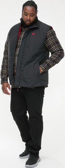 D555 FELIPE Zip Through Padded Gilet With Contrast Colour Lining And Rubber Badge Black - Giubbotti - Giubbotti Uomo Taglie Forti