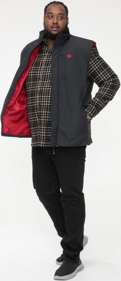 D555 FELIPE Zip Through Padded Gilet With Contrast Colour Lining And Rubber Badge Black - Giubbotti - Giubbotti Uomo Taglie Forti