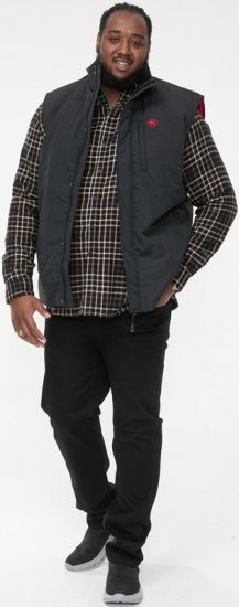 D555 FELIPE Zip Through Padded Gilet With Contrast Colour Lining And Rubber Badge Black - Giubbotti - Giubbotti Uomo Taglie Forti