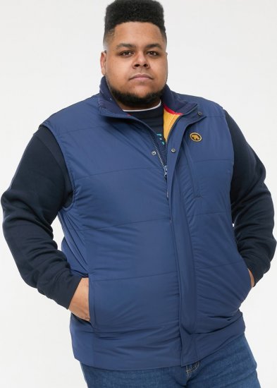 D555 FELIPE Zip Through Padded Gilet With Contrast Colour Lining And Rubber Badge Navy - Giubbotti - Giubbotti Uomo Taglie Forti