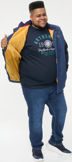 D555 FELIPE Zip Through Padded Gilet With Contrast Colour Lining And Rubber Badge Navy - Giubbotti - Giubbotti Uomo Taglie Forti