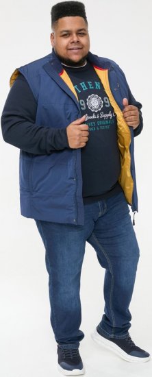 D555 FELIPE Zip Through Padded Gilet With Contrast Colour Lining And Rubber Badge Navy - Giubbotti - Giubbotti Uomo Taglie Forti