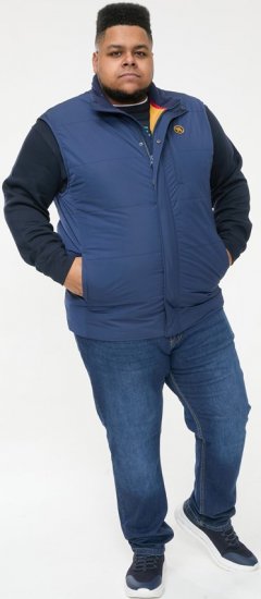 D555 FELIPE Zip Through Padded Gilet With Contrast Colour Lining And Rubber Badge Navy - Giubbotti - Giubbotti Uomo Taglie Forti