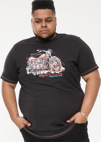 D555 LORNE Motor Bike Splatter Printed Crew Neck T-Shirt Washed Black - Magliette - Magliette Uomo Taglie Forti