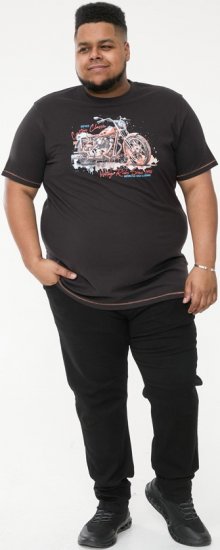 D555 LORNE Motor Bike Splatter Printed Crew Neck T-Shirt Washed Black - Magliette - Magliette Uomo Taglie Forti