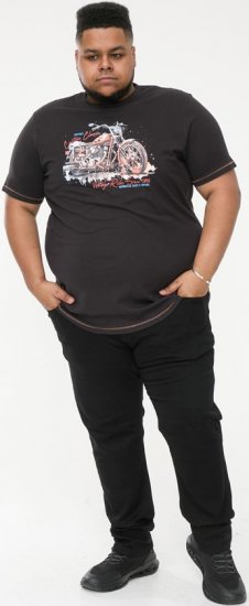 D555 LORNE Motor Bike Splatter Printed Crew Neck T-Shirt Washed Black - Magliette - Magliette Uomo Taglie Forti