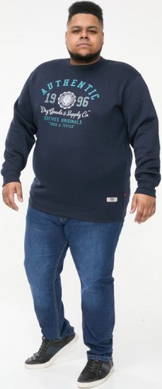 D555 KEYWORTH Authentic Printed Crew Neck Sweatshirt Navy - Felpe & felpe con cappuccio - Felpe & Felpe con Cappuccio Uomo Taglie Forti