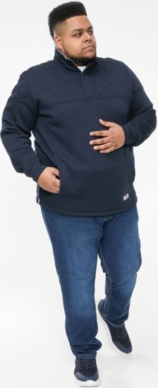 D555 SWANN Quarter Neck Sweatshirt With Quilted Top Panel Navy - Felpe & felpe con cappuccio - Felpe & Felpe con Cappuccio Uomo Taglie Forti
