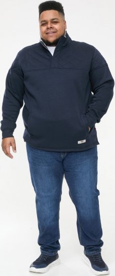 D555 SWANN Quarter Neck Sweatshirt With Quilted Top Panel Navy - Felpe & felpe con cappuccio - Felpe & Felpe con Cappuccio Uomo Taglie Forti