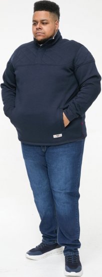 D555 SWANN Quarter Neck Sweatshirt With Quilted Top Panel Navy - Felpe & felpe con cappuccio - Felpe & Felpe con Cappuccio Uomo Taglie Forti