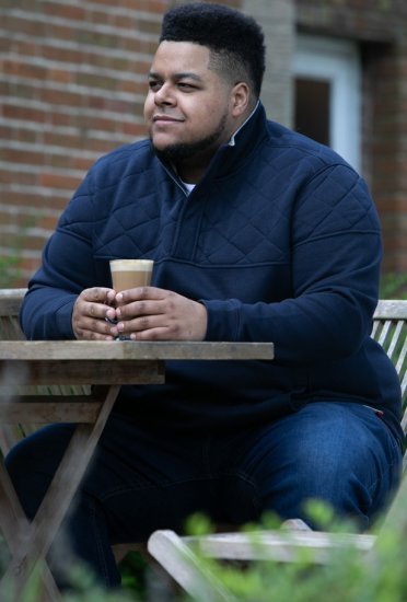 D555 SWANN Quarter Neck Sweatshirt With Quilted Top Panel Navy - Felpe & felpe con cappuccio - Felpe & Felpe con Cappuccio Uomo Taglie Forti