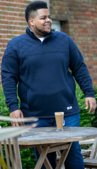 D555 SWANN Quarter Neck Sweatshirt With Quilted Top Panel Navy - Felpe & felpe con cappuccio - Felpe & Felpe con Cappuccio Uomo Taglie Forti