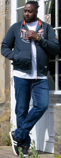 D555 HAMILTON Full Zip Hoody With Authentic 1996 Chest Print Denim - Felpe & felpe con cappuccio - Felpe & Felpe con Cappuccio Uomo Taglie Forti