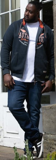 D555 HAMILTON Full Zip Hoody With Authentic 1996 Chest Print Denim - Felpe & felpe con cappuccio - Felpe & Felpe con Cappuccio Uomo Taglie Forti