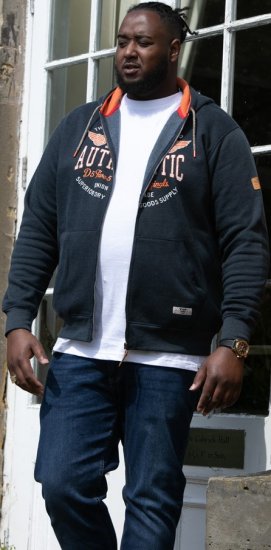 D555 HAMILTON Full Zip Hoody With Authentic 1996 Chest Print Denim - Felpe & felpe con cappuccio - Felpe & Felpe con Cappuccio Uomo Taglie Forti