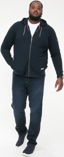 D555 IRVIN Full Zip Jacquard Hoody With Chest Embroidery Navy - Felpe & felpe con cappuccio - Felpe & Felpe con Cappuccio Uomo Taglie Forti