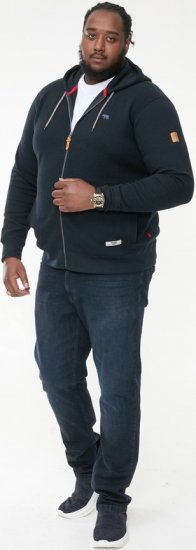 D555 IRVIN Full Zip Jacquard Hoody With Chest Embroidery Navy - Felpe & felpe con cappuccio - Felpe & Felpe con Cappuccio Uomo Taglie Forti