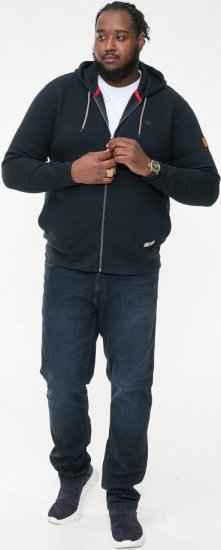 D555 IRVIN Full Zip Jacquard Hoody With Chest Embroidery Navy - Felpe & felpe con cappuccio - Felpe & Felpe con Cappuccio Uomo Taglie Forti