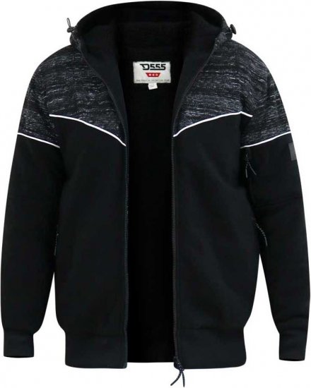 D555 HENNESSEY Zip Through Hoody With Sherpa Lining Black - Felpe & felpe con cappuccio - Felpe & Felpe con Cappuccio Uomo Taglie Forti