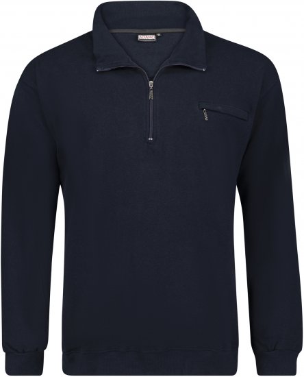 Adamo Athen Sweatshirt Half Zipper Navy - Felpe & Felpe con cappuccio - Felpe & Felpe con Cappuccio Uomo Taglie Forti