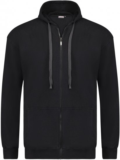 Adamo Athen Hoodie with Zipper Black - Felpe & felpe con cappuccio - Felpe & Felpe con Cappuccio Uomo Taglie Forti