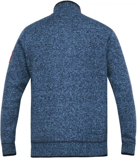 D555 ECCLES Cable Knitted Zip Through Sweater With Bonded Check Lining Denim Marl - Felpe & felpe con cappuccio - Felpe & Felpe con Cappuccio Uomo Taglie Forti