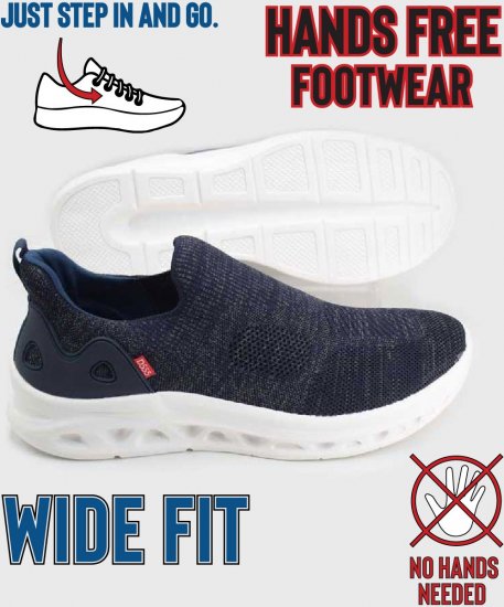 D555 Blyth 2 Kingsize Hands Free Shoes With Knitted Top Navy - Scarpe da uomo 40-52 - 
