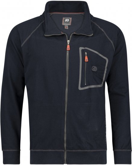 Adamo Manuel Sweatshirt with Zipper Navy - Felpe & Felpe con cappuccio - Felpe & Felpe con Cappuccio Uomo Taglie Forti