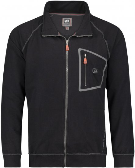 Adamo Manuel Sweatshirt with Zipper Black - Felpe & Felpe con cappuccio - Felpe & Felpe con Cappuccio Uomo Taglie Forti