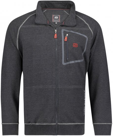 Adamo Manuel Sweatshirt with Zipper Charcoal - Felpe & felpe con cappuccio - Felpe & Felpe con Cappuccio Uomo Taglie Forti