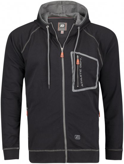 Adamo Michael Hoodie with Zipper Black - Felpe & felpe con cappuccio - Felpe & Felpe con Cappuccio Uomo Taglie Forti