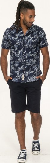 D555 Truro Hawaiian AOP Short Sleeve Button Down Collar Shirt Navy - Camicie - Camicie Taglie Forti Uomo
