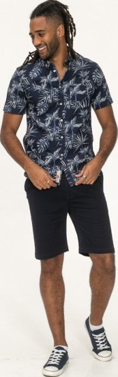 D555 Truro Hawaiian AOP Short Sleeve Button Down Collar Shirt Navy - Camicie - Camicie Taglie Forti Uomo