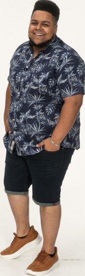 D555 Truro Hawaiian AOP Short Sleeve Button Down Collar Shirt Navy - Camicie - Camicie Taglie Forti Uomo