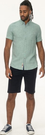 D555 Falmouth 2 Linen Mix Short Sleeve Shirt With Button Down Mint - Camicie - Camicie Taglie Forti Uomo
