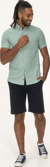 D555 Falmouth 2 Linen Mix Short Sleeve Shirt With Button Down Mint - Camicie - Camicie Taglie Forti Uomo