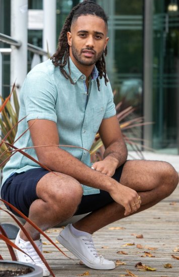 D555 Falmouth 2 Linen Mix Short Sleeve Shirt With Button Down Mint - Camicie - Camicie Taglie Forti Uomo