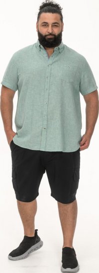 D555 Falmouth 2 Linen Mix Short Sleeve Shirt With Button Down Mint - Camicie - Camicie Taglie Forti Uomo