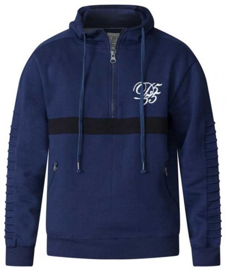 D555 Sergio Half Zip Hoodie Navy - Felpe & felpe con cappuccio - Felpe & Felpe con Cappuccio Uomo Taglie Forti