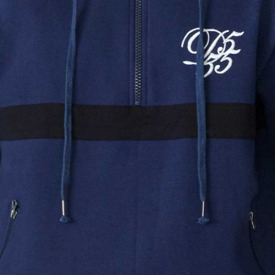D555 Sergio Half Zip Hoodie Navy - Felpe & felpe con cappuccio - Felpe & Felpe con Cappuccio Uomo Taglie Forti