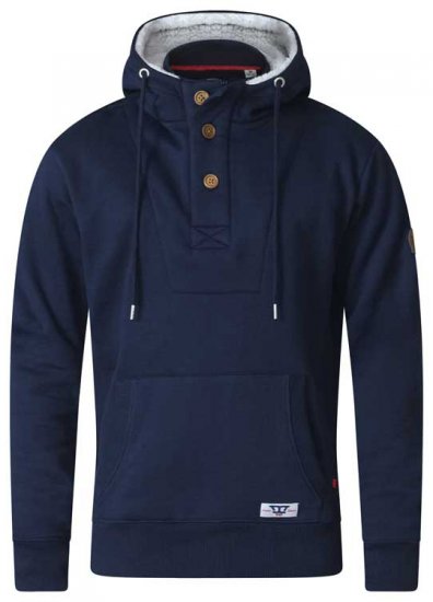 D555 Lorenzo Half zip Hoodie Navy - Felpe & felpe con cappuccio - Felpe & Felpe con Cappuccio Uomo Taglie Forti
