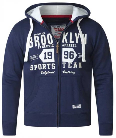 D555 Thurston Full Zip Hoodie Navy - Felpe & felpe con cappuccio - Felpe & Felpe con Cappuccio Uomo Taglie Forti