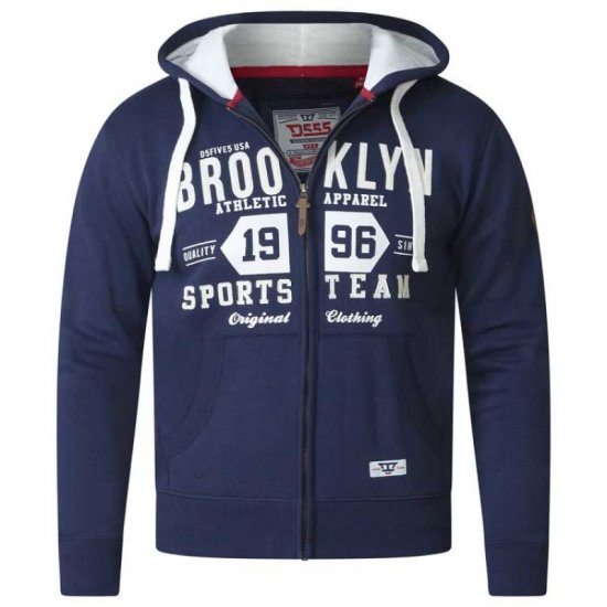 D555 Thurston Full Zip Hoodie Navy - Felpe & felpe con cappuccio - Felpe & Felpe con Cappuccio Uomo Taglie Forti