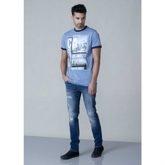 D555 Howie Fine Stripe T-shirt Blue - Magliette - Magliette Uomo Taglie Forti
