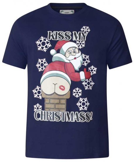 D555 Naughty X-mas T-shirt Navy - Magliette - Magliette Uomo Taglie Forti