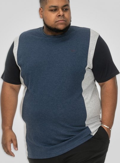 D555 Neath Cut And Sew Crew Neck T-Shirt Denim - Magliette - Magliette Uomo Taglie Forti