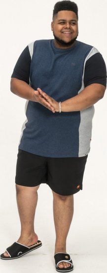 D555 Neath Cut And Sew Crew Neck T-Shirt Denim - Magliette - Magliette Uomo Taglie Forti