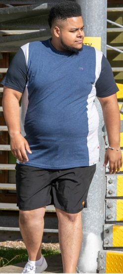 D555 Neath Cut And Sew Crew Neck T-Shirt Denim - Magliette - Magliette Uomo Taglie Forti